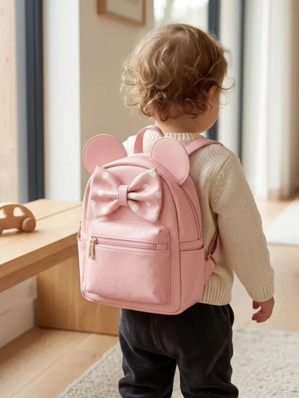 Pink Mouse Ear Kids Backpack Bow Mini Bag